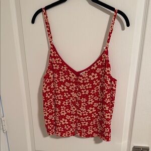 Madewell Red Floral Print Crop Camisole